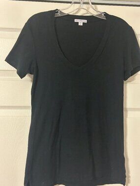 Standard JAMES PERSE Sz 2 US M Black V-Neck Short Sleeve T-Shirt Top